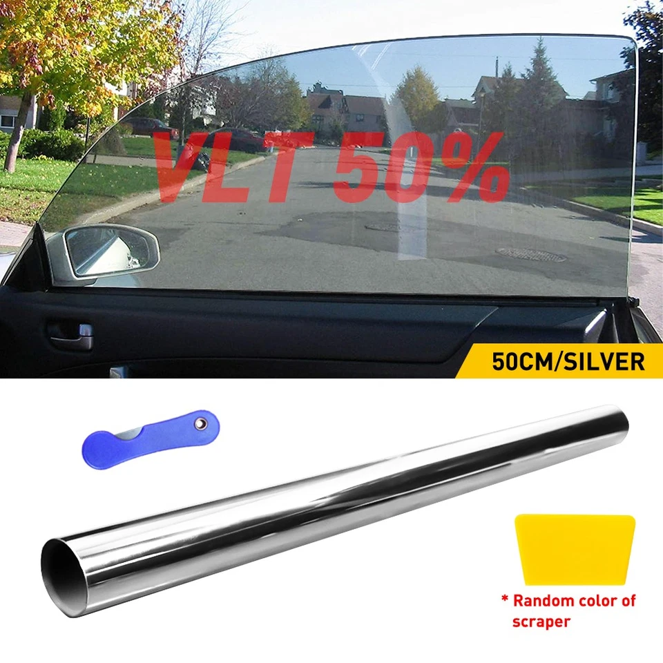1/2 Juego 50% 20"x10FT Ventana Espejo Película Tinte para Coche Hogar Oficina Vidrio Rollo Sin Cortar Foto 2 de 4