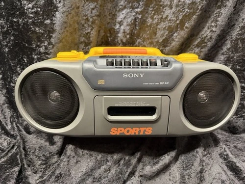 SONY CFD-970 Sports Yellow Boombox CD Cassette AM/FM Radio Vintage 1990s w/BOX!