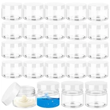 24 Pcs 1oz Plastic Cosmetic Jars,Round Leak Proof Clear Container with Lid,Wi...
