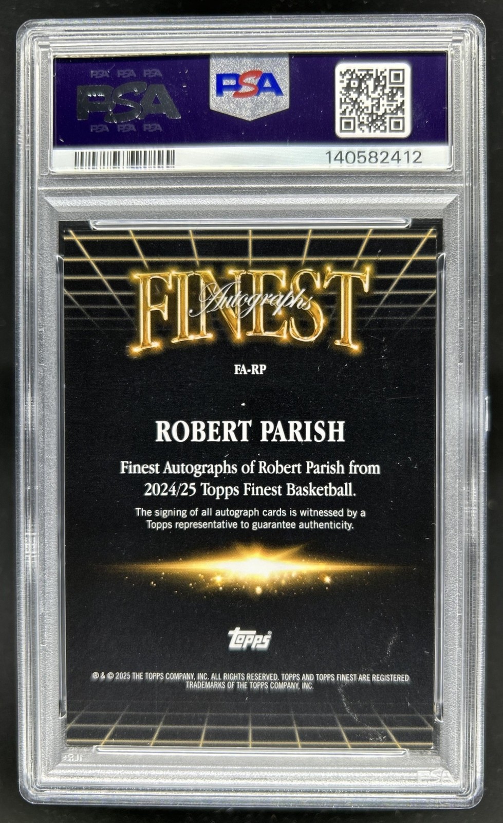 2024-25 Topps Finest Robert Parish Finest Auto #EA-RP Celtics PSA 8 Auto 10 view 2
