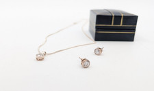 Sterling Silver 925 Pendant Necklace Earrings Set Boxed Clear Stones 4.7g