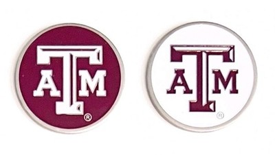 2 TEXAS A&M AGGIES Ballmarkers Ball Marker fit divot tool hatclip Red White TAM