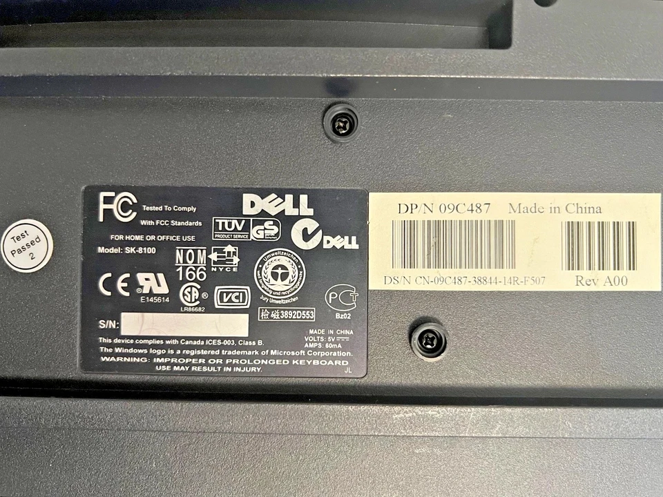 DELL DP/N 09C487 DESKTOP PC KEYBOARD--BLACK--FOR HOME OR OFFICE--EXCELLENT USED - Image 3 of 4