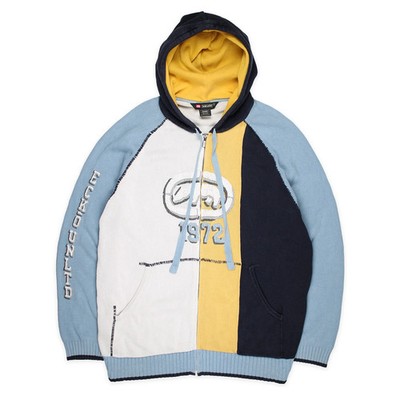 Ecko Vintage Hoodie  Strickjacke Weiß Gelb Baggy Oldschool Y2K