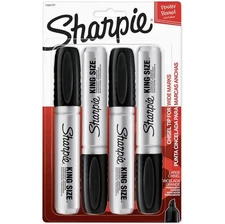Sharpie King Size Permanent Marker Large Chisel Tip Black 4 Count