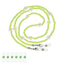 Stylish Eyeglasses Chain for Woman, Flower Beaded Mask Lanyard, Light Green