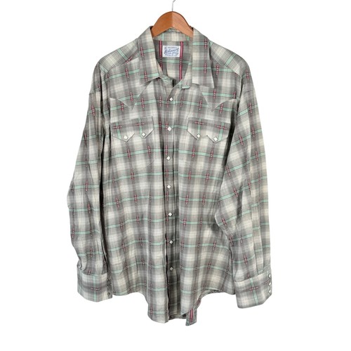 Tru West Rockmount Ranch Wear Plaid Western Pearl Snap Long Slv 3X Shirt Rodeo