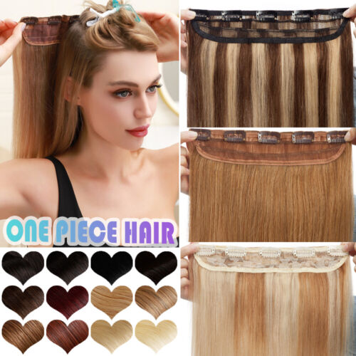 100% Real Remy Human Hair Extensions Clip in One Piece Weft Thick Caremel BLONDE - Picture 1 of 51