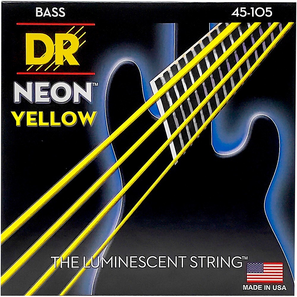 Струнные DR Неоновые Фосфоресцирующие желтые 4St Bass Str Med