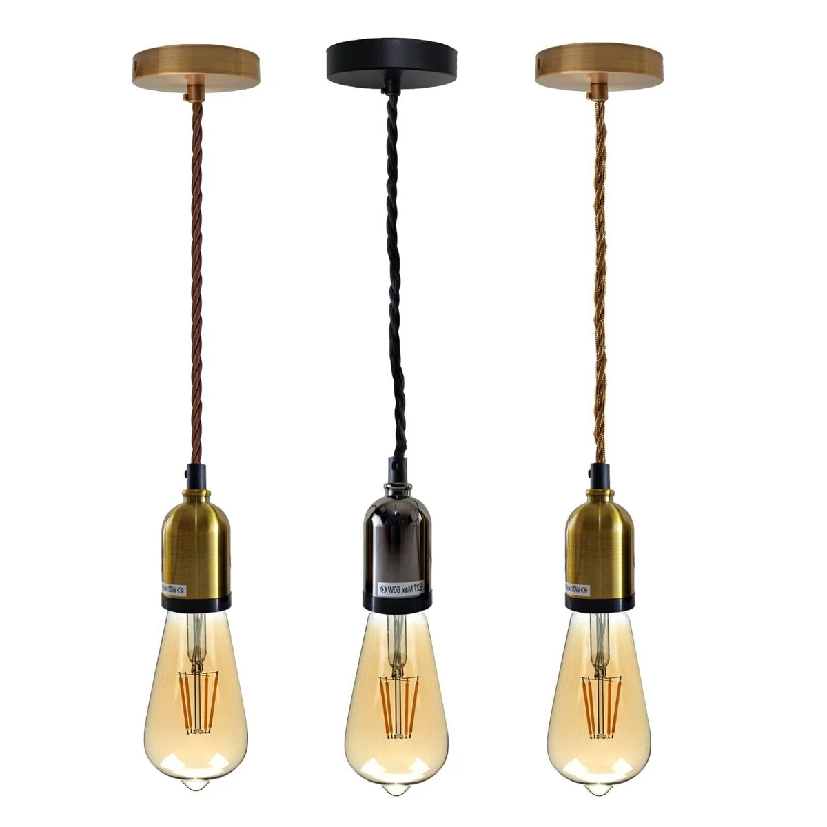 Ceiling Rose Fabric Flex Hanging Pendant Lamp Holder Light Fitting Lighting Kit