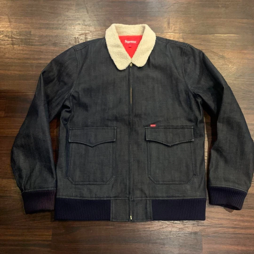 Blouson bomber en jean Supreme Boa 10AW indigo taille L
