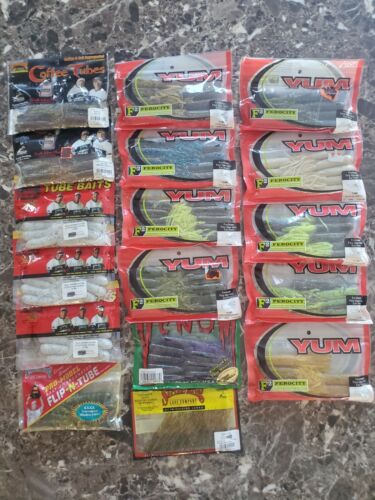 (17 BAGS) STRIKE KING YUM VENOM TUBE JIGS COFFEE TUBES HOT COLORS 🔥