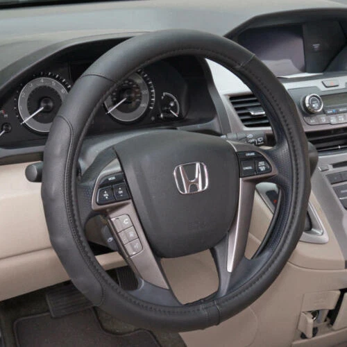 Front/Rear Car Seat Covers + Microfiber Leather Steering Wheel Cover Gray - Image 4 of 4