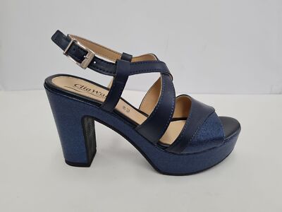 Cliawalk Damen Sandalen mit Absatz 9,5 cm, Elegant 60 - BLAU (Blau)