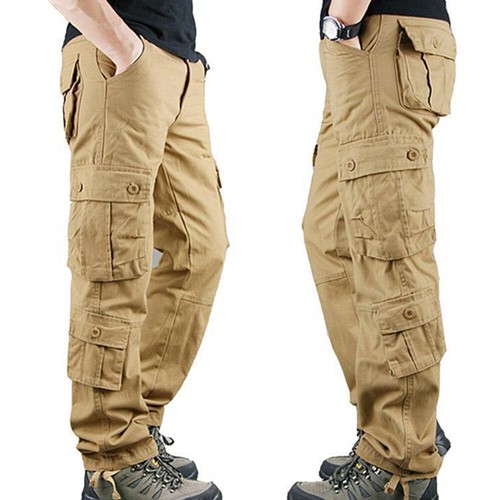 UK Mens Cargo Trousers 100% Cotton Work Trousers Tactical Combat Outdoor Pants - Picture 10 of 40