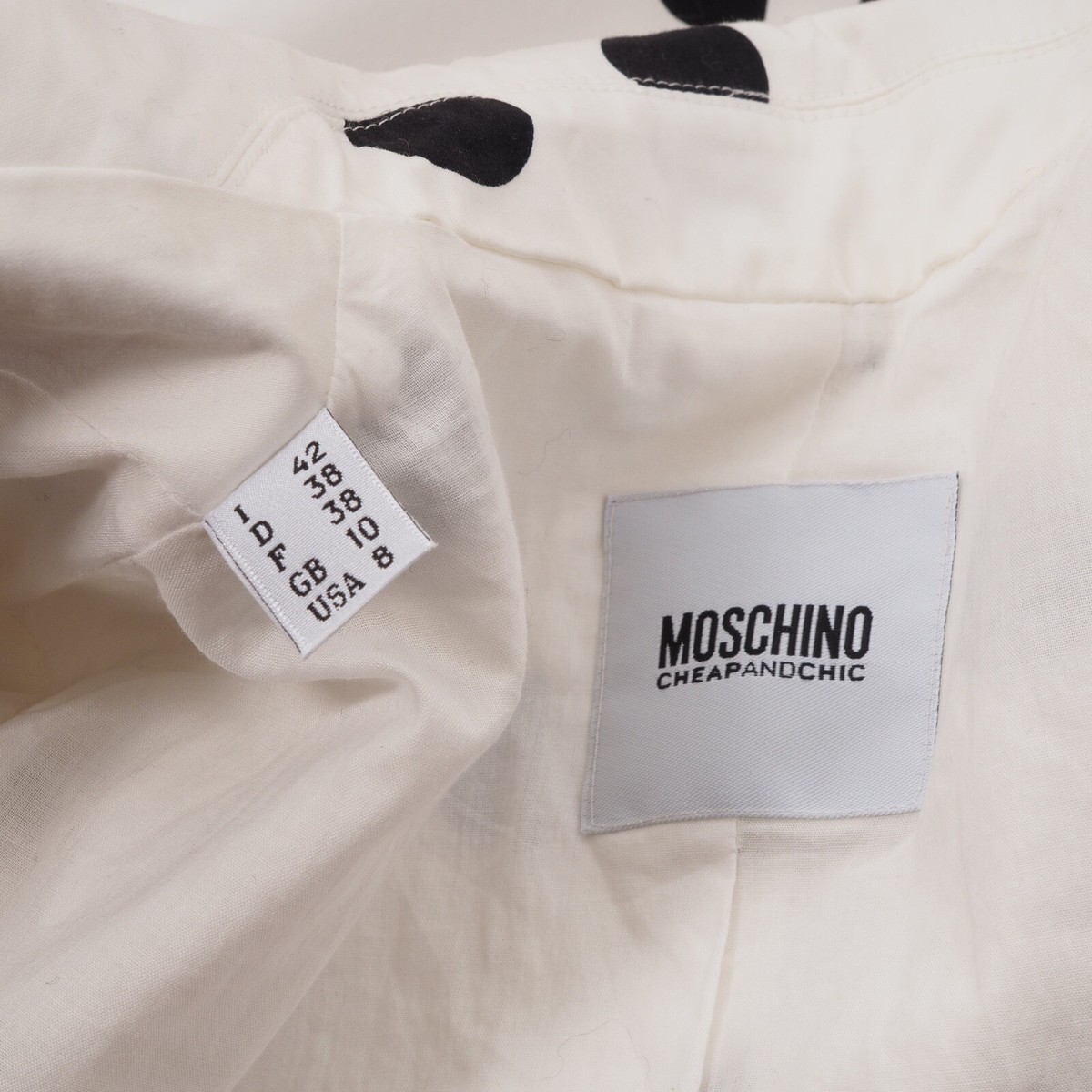アウターその他 MOSCHINO JEANS Woman Blazer White 05063225 0002 Moschino Jeans Vintage Women White Black Polka Dot Jacket