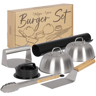 ONVAYA  Burger-Set ǀ 8 Teile ǀ Smash-Burger-Set mit Grillmatte und Schmelzglocke