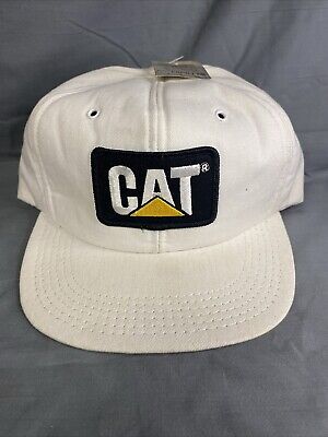 Vintage CAT Snapback Trucker Hat White Patch Cap USA 80's 90 Vintage CAT Snapback Trucker Hat White Patch Cap USA 80's 90