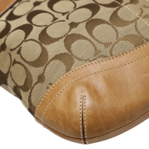 Borsa a tracolla Coach tela x pelle firmata pelle cammello donna 3574 - Foto 6 di 20