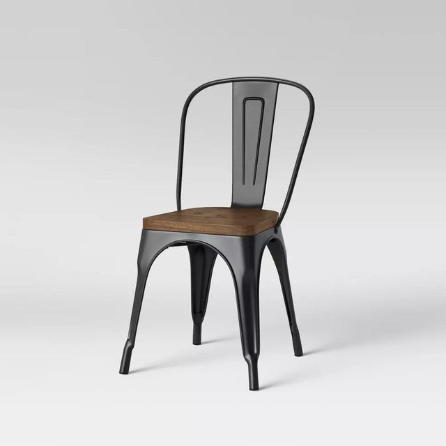 THRESHOLD CARLISLE HIGH BACK DINING CHAIR WOOD SEAT SET OF 2 MATTE