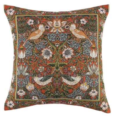 William Morris Red Birds Tapestry Pillow Sofa Couch Gobelin Pillow 18''x18''
