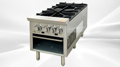NEW 18'' Commercial Two Burner Stock Pot Range Natural Gas w/ Propane Kit NSF