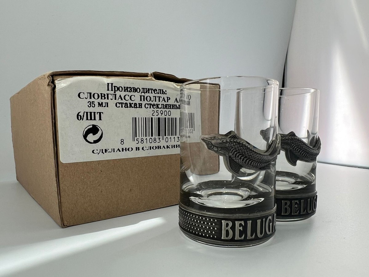 Beluga Vodka Wodka Shot Glasses SET OF 6 Exclusive Bar Glasses | eBay