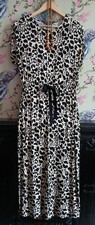 Cream beige & black leopard print midi dress size 8 Primark 