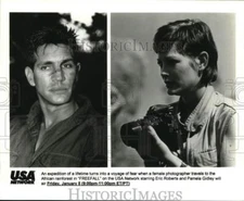 1985 Press Photo Actors Eric Roberts and Pamela Gidley in "Freefall" Movie