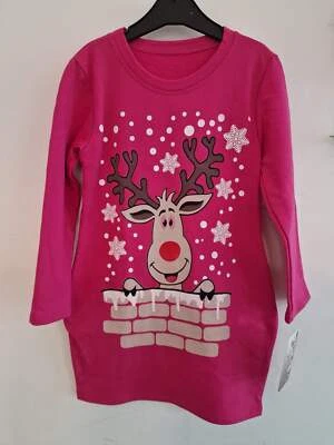 STELLA MEA Weihnachtskleid Rentier Christmas X-Mas Kleid pink Weihnachten warm rosa