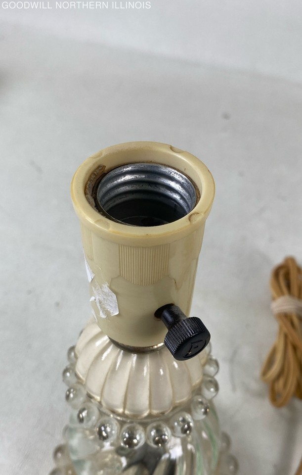 Pair of Vintage Clear Glass 9" Vanity Table Bedside Lamps AS IS Parts