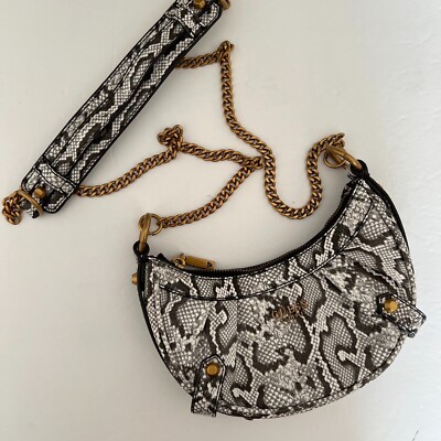 Guess EST 1981 Faux Snakeskin Leather Top Zip Shoulder Crossbody Purse Party NEW