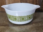 Vintage Pyrex Verde Green Square Flowers Casserole Dish