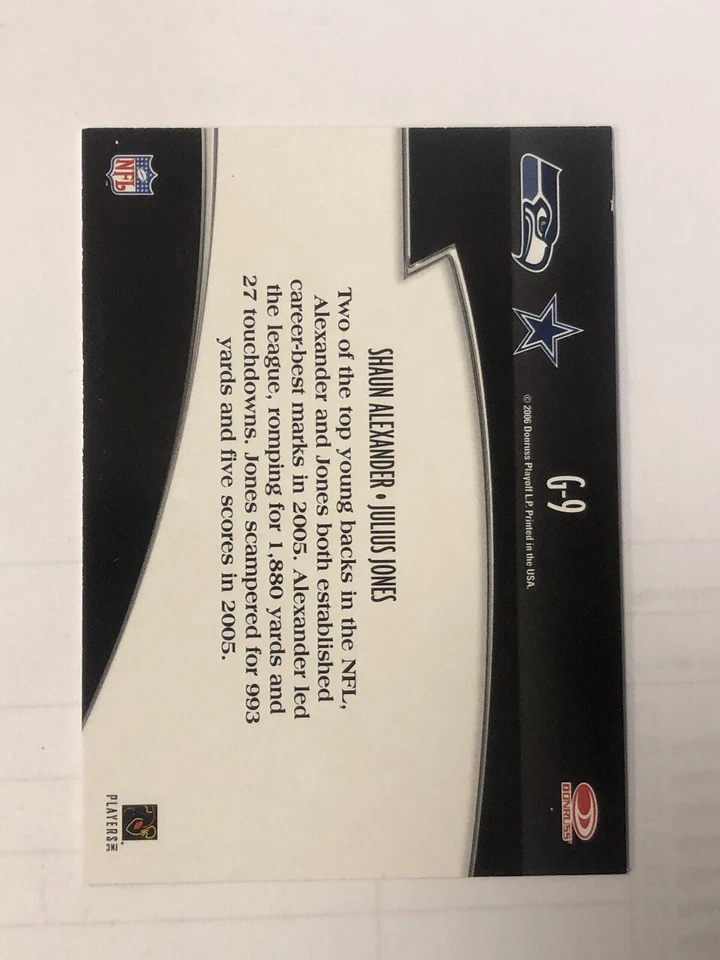 2006 Donruss Threads Generations Julius Jones Shaun Alexander #G-9 - Image 2 of 2