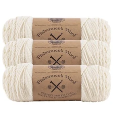 (3 Pack) Lion Brand Yarn 150-098F Fishermen's Wool Yarn, Natural