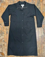 L.L. Bean OHJ60 Full Length Wool Lined Trench Coat Black Wms Large Missing Hood