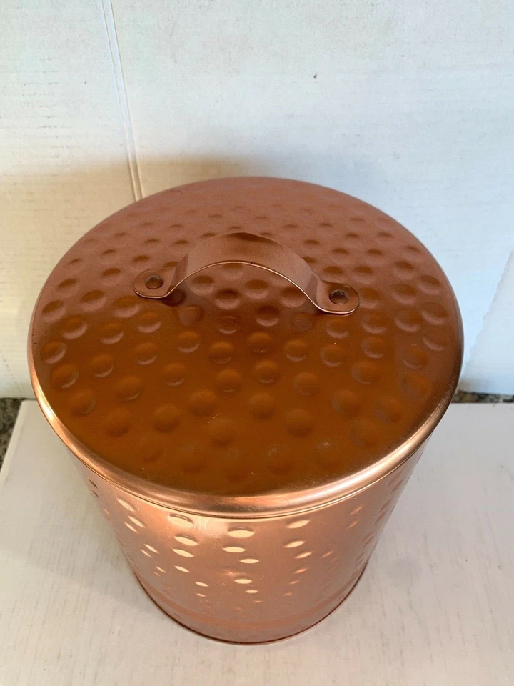 Cookie Jar Hammered Copper Finish 9" Flour Jar Kitchen Decor Treat Jar Farmhouse - Image 2 of 4