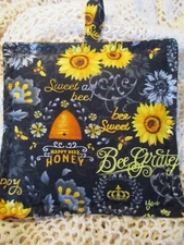 HANDMADE BEE HAPPY POTHOLDERS SET OF TWO