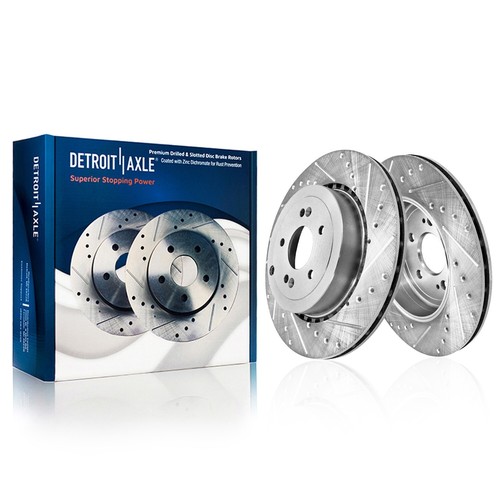 Front Rear Drilled Slotted Disc Brake Rotors Kit fit for Kia Stinger Genesis G70 - Picture 4 of 8