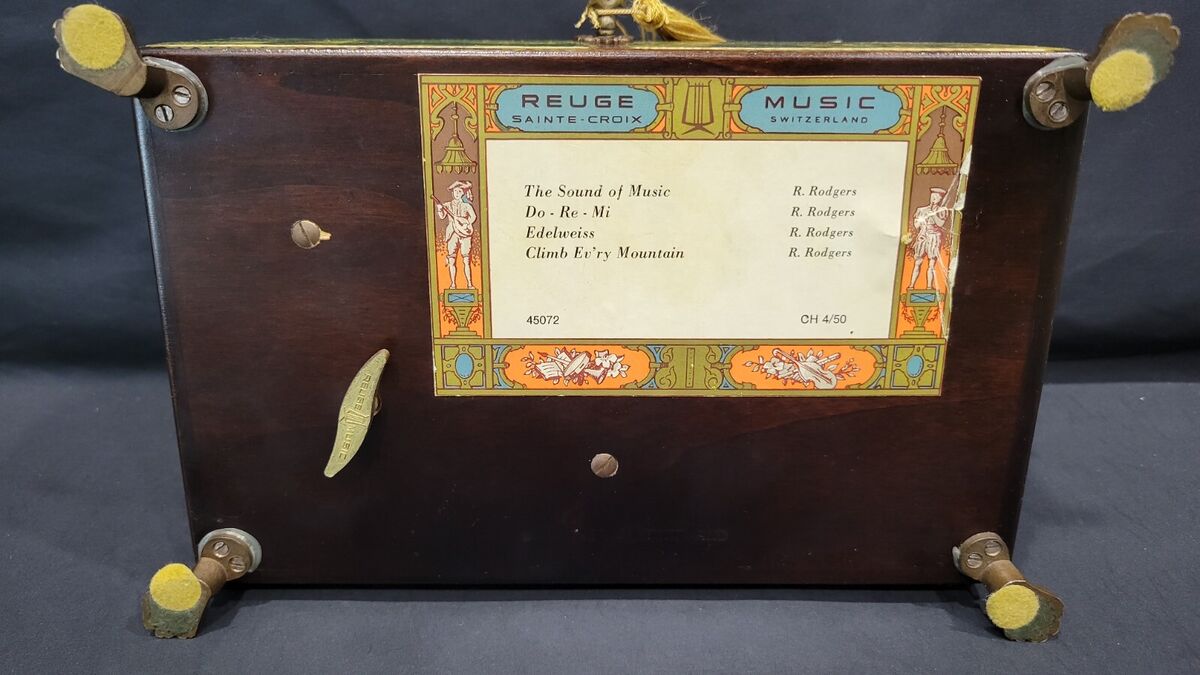 Vintage Reuge 50 Valves Music Box 4 Songs, Treasure Chest Vintage Reuge 50 Valves Music Box 4 Songs, Treasure Chest