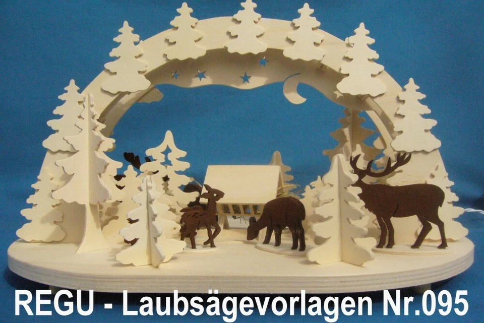 - REGU - Laubsägevorlagen N095 f. Lichterbogen " Waldtiere an der Futterkrippe"  - Bild 2 von 4