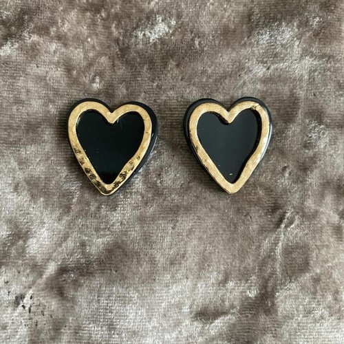 Zara Black & Gold Love Heart Earrings eBay
