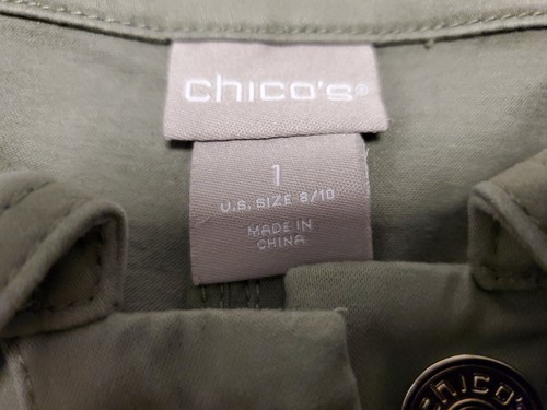 Chico's Damen längliche Satin Jacke grün Taschen Kragen Gr. 1 oder 8/10 - Bild 7 von 19