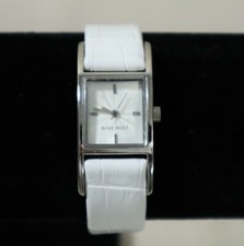 Nine West Ladies Watch White Leather Band. Watch Working Size 8'Band