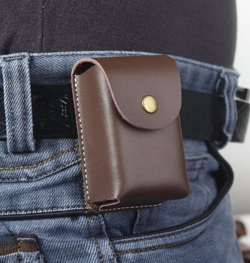 Men purse Bag belt Waist fanny Pack wallet pocket Cow Leather Pouch brown H727