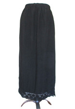 Vtg CP Shades Sausalito Maxi Skirt Black Linen M Women Crochet Hem
