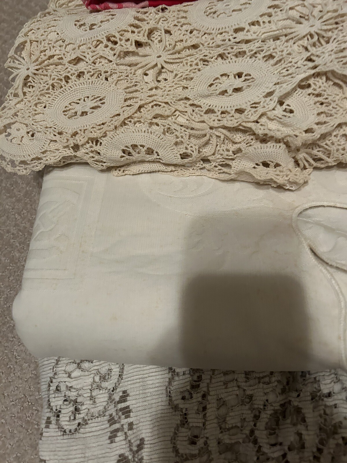 Assorted Quaker Lace Damask Cotton Crocheted Lot of 6 VINTAGE