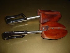 Pair Vintage Tree Shoe Keeper Stretcher Nunn Bush Solid Wood and Plastic Handles