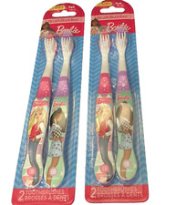 4 Barbie Soft Toothbrush Brush Buddies Teeth Girls Toddler Oral Care Fun Clean