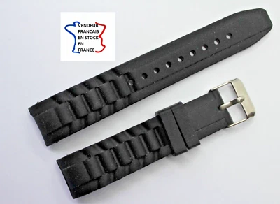 Bracelet montre GOMME SILICONE ; 20 mm , NOIR ; 100% WATERPROOF / L158-5 - Photo 1/4